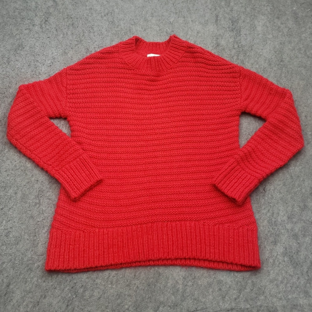 H&M Sweater‎ Womens XS Extra Small Red Knit High Neck Wool Blend Chunky Ladies